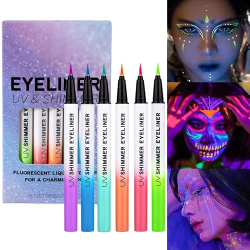 Wasserfeste Eyeliner - Glitzer wasserfeste Eyeliner 6 Stück,Langlebiger Make-up Stift Mit Natürlichem Gel Für Tanzabende Auftritte Und Alltag von Vgvgaj
