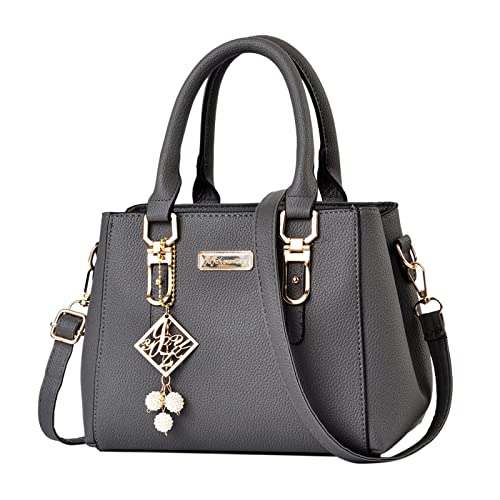 Handtasche Damen Elegant PU Leder Shopper Damen Handtasche Schwarz Mittelgroß Schultertasche Große Kapazität Tasche mit Viereckiger Deko Kontrastnähte Design Umhängetasche von Vhersily