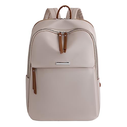 Neuer modischer Trend-Studenten-Laptop-Rucksack für Damen, 14, Business-Schultasche mit hoher Kapazität Kamera Rucksäcke 2 Gurt (Beige, One Size) von Vhersily