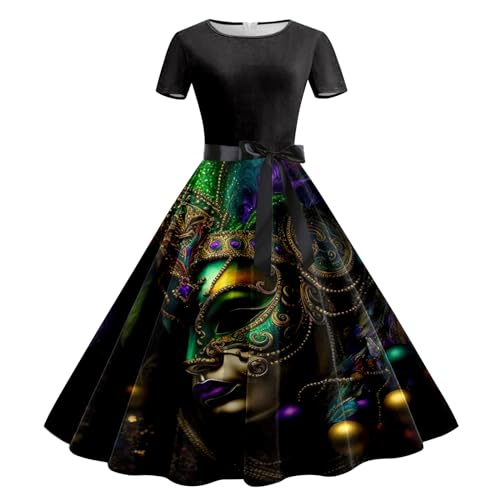 Vhersily 2025 Angebote - Damen Casual Kleider Neues Karnevalsmodell Slip Dress Midikleid Ärmelloses Kleid Festliches Partykleid Knielang Retro Formal Abschlussball Jahr Cosplay, Green H, L von Vhersily