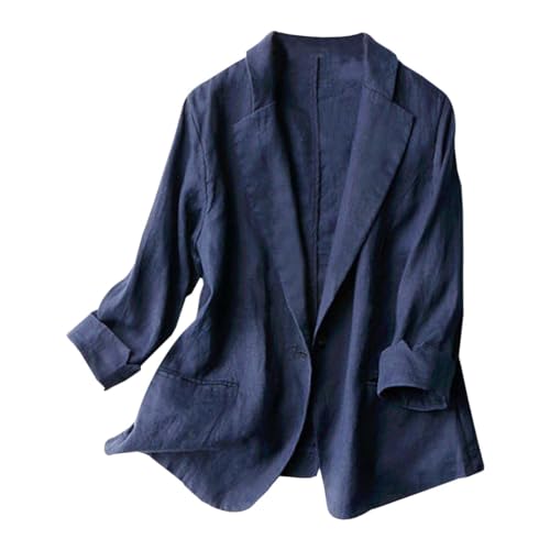 Vhersily Blazer aus Leinen für Damen | einfarbige Jacken und Jacken für Damen - Sommerblazer für Damen Sommer Übergrößen Blazer für Damen Grau Langarm Kleider und Blazer, blau, XL Vhersily Blazer aus Leinen für Damen | einfarbige Jacken und Jacken für Damen - Sommerblazer für Damen Sommer Übergrößen Blazer für Damen Grau Langarm Kleider und Blazer, blau, XL von Vhersily