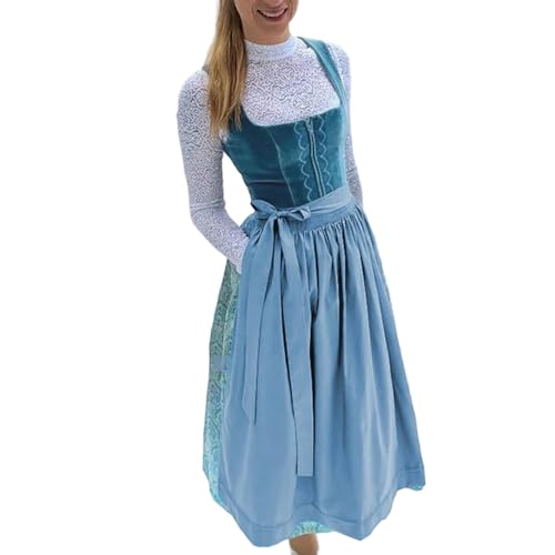 Vhersily Damen Dirndl Dirndl Oktoberfest Trachtenkleid Elegant Rosa Lang Kleid für Zeremonie Disco Cocktail Party Cosplay Karneval Halloween Weihnachten Maskerade Party, hellblau, M von Vhersily