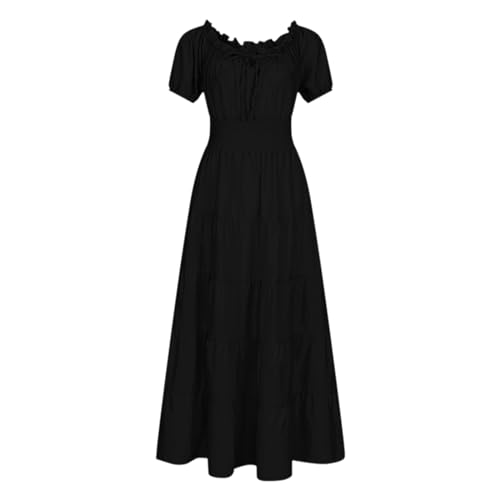 Vhersily Damen Regency Jane Austen Langes Vintage Viktorianisches Ballkleid mit Handschuhen Empire-Stil, Schwarz , L von Vhersily