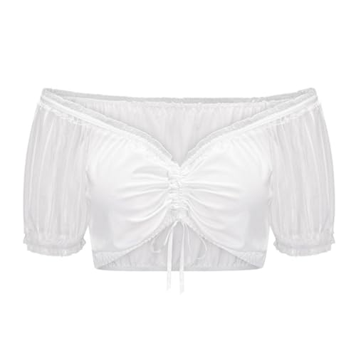 Vhersily Dirndl Bluse Juliana schulterfrei - off shoulders - Damen Dirndl Bluse Weiß Juliana, Weiß, X-Large von Vhersily