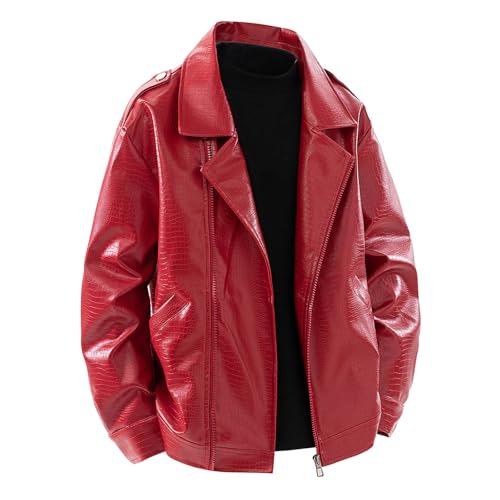 Vhersily Motorradjacke Herren PU Lederjacke Reißverschluss Hip Hop Coat Männlicher Mantel Regular Fit Clubwear Streetwear frisch und atmungsaktiv, für Frühling Sommer, vielseitig kombinierbar mit von Vhersily