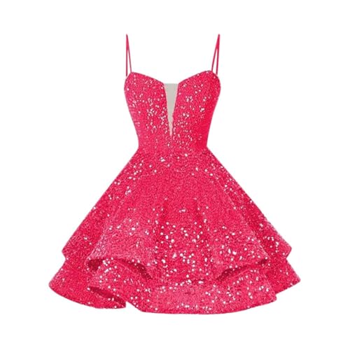 Vhersily Neues Jahr 2025 Damen Pailletten-Kleid mit dünnen Trägern, A-Linie, Glitzer, Cocktail-Minikleid für Geburtstagsfeiern, Hot Pink, 12 Vhersily Neues Jahr 2025 Damen Pailletten-Kleid mit dünnen Trägern, A-Linie, Glitzer, Cocktail-Minikleid für Geburtstagsfeiern, Hot Pink, 12 von Vhersily