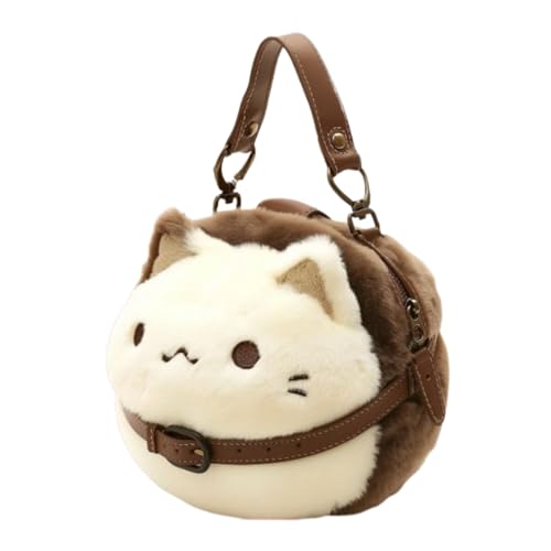 Vhjlfig Katzen Motiv Plüsch Rucksack Schultertasche Plüsch-Einkaufstasche Niedliche Kuschelige Umhängetasche Perfekt Für Schule Einkaufen Und Partys von Vhjlfig