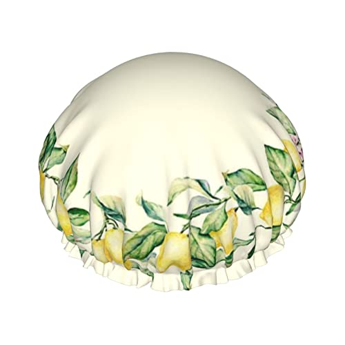 Duschhaube, Badekappe mit Zitronenmotiv, wasserdicht, wiederverwendbar, Duschhut für Damen und Herren, Haarbadekappen Duschhaube, Badekappe mit Zitronenmotiv, wasserdicht, wiederverwendbar, Duschhut für Damen und Herren, Haarbadekappen von VhoMes