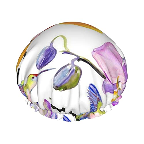 Duschhaube, Blumen, Vögel, bedruckt, Badekappe, wasserdicht, wiederverwendbar, Duschhut für Damen und Herren, Haar-Badekappen Duschhaube, Blumen, Vögel, bedruckt, Badekappe, wasserdicht, wiederverwendbar, Duschhut für Damen und Herren, Haar-Badekappen von VhoMes