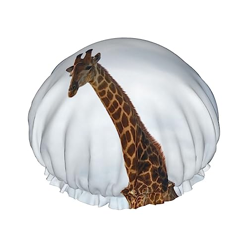 Duschhaube, Giraffen-Motiv, Badekappe, wasserdicht, wiederverwendbar, Duschhut für Damen und Herren, Haar-Badekappen von VhoMes