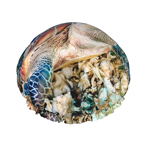 Duschhaube, Meeresschildkröte, bedruckt, Badekappe, wasserdicht, wiederverwendbar, Duschhut für Damen und Herren, Haar-Badekappen Duschhaube, Meeresschildkröte, bedruckt, Badekappe, wasserdicht, wiederverwendbar, Duschhut für Damen und Herren, Haar-Badekappen von VhoMes