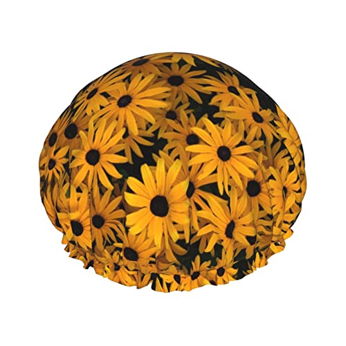 Duschhaube, Motiv: Rudbeckia, bedruckt, Badekappe, wasserdicht, wiederverwendbar, Duschhut für Damen und Herren, Haar-Badekappen von VhoMes