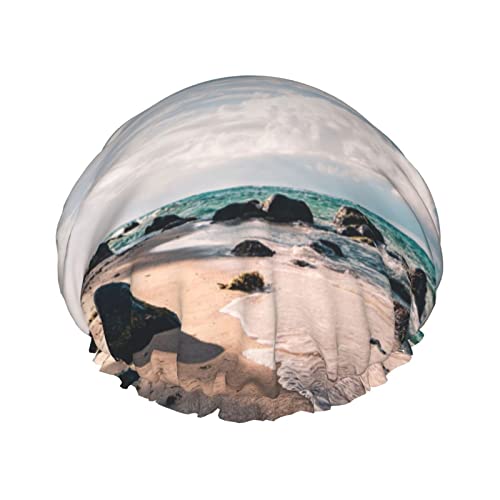 Duschhaube, Strand-Palmen, bedruckt, Badekappe, wasserdicht, wiederverwendbar, Duschhut für Damen und Herren, Haar-Badekappen Duschhaube, Strand-Palmen, bedruckt, Badekappe, wasserdicht, wiederverwendbar, Duschhut für Damen und Herren, Haar-Badekappen von VhoMes