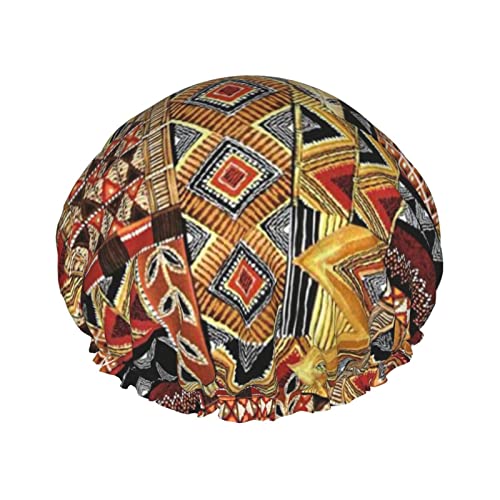 Duschhaube, afrikanische Textil-Patchwork-bedruckte Badekappe, wasserdicht, wiederverwendbar, Duschhut für Damen und Herren, Haar-Badekappen von VhoMes