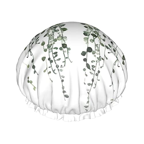 Duschhaube, grüne Pflanzen, bedruckt, Badekappe, wasserdicht, wiederverwendbar, Duschhut für Damen und Herren, Haar-Badekappen Duschhaube, grüne Pflanzen, bedruckt, Badekappe, wasserdicht, wiederverwendbar, Duschhut für Damen und Herren, Haar-Badekappen von VhoMes