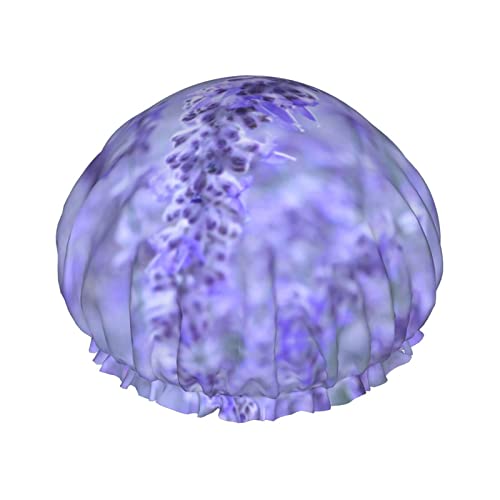 Duschhaube, lila, lavendelfarbene Blumen, bedruckt, Badekappe, wasserdicht, wiederverwendbar, Duschhut für Damen und Herren, Haar-Badekappen Duschhaube, lila, lavendelfarbene Blumen, bedruckt, Badekappe, wasserdicht, wiederverwendbar, Duschhut für Damen und Herren, Haar-Badekappen von VhoMes