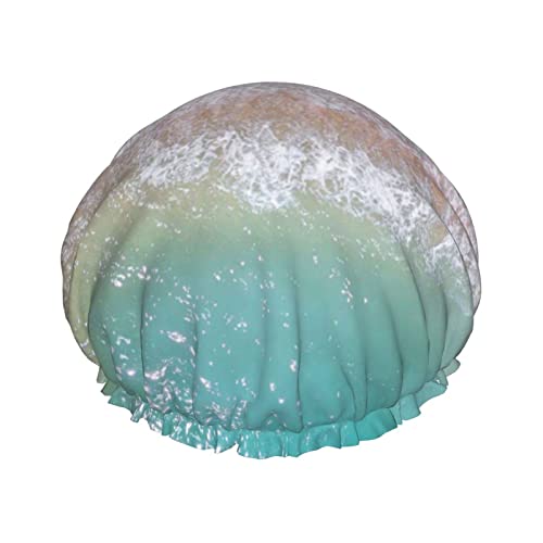 Duschhaube, romantischer Strand, bedruckt, Badekappe, wasserdicht, wiederverwendbar, Duschhut für Damen und Herren, Haar-Badekappen Duschhaube, romantischer Strand, bedruckt, Badekappe, wasserdicht, wiederverwendbar, Duschhut für Damen und Herren, Haar-Badekappen von VhoMes