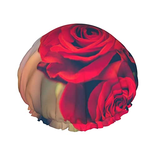 Duschhaube, schöne rote Rose, bedruckt, Badekappe, wasserdicht, wiederverwendbar, Duschhut für Damen und Herren, Haar-Badekappen von VhoMes