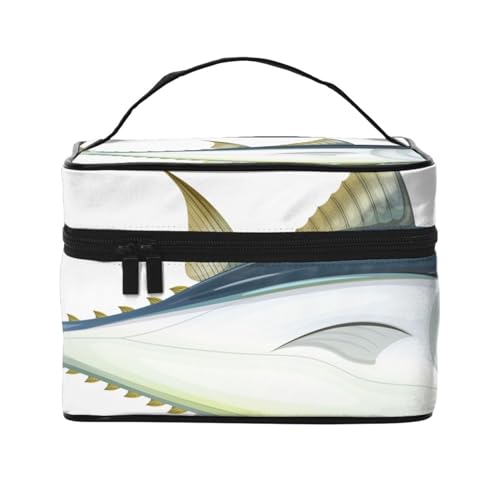 Make-up-Tasche, große Kosmetiktasche, tragbare Reisetasche, Leder, wasserdicht, für Damen und Mädchen,Fisch groß von VhoMes