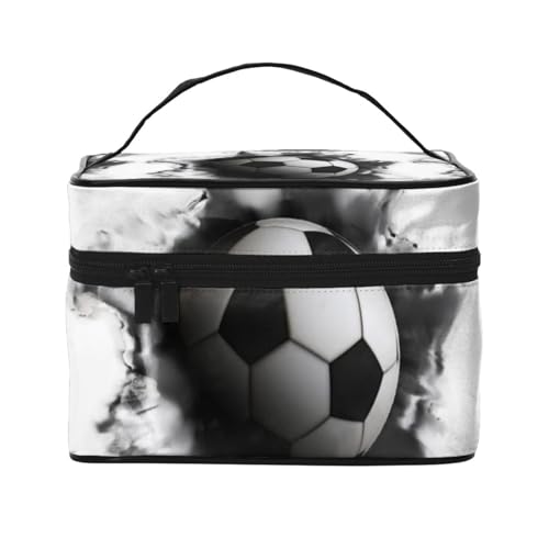 Make-up-Tasche, große Kosmetiktasche, tragbare Reisetasche, Leder, wasserdicht, für Damen und Mädchen,Fußball-Kick von VhoMes