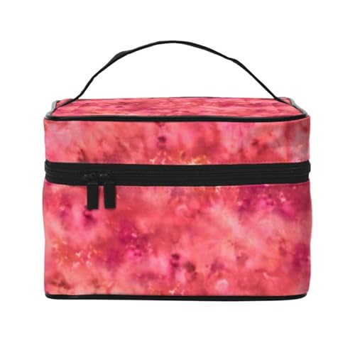 Make-up-Tasche, große Kosmetiktasche, tragbare Reisetasche, Leder, wasserdicht, für Damen und Mädchen,Ice Tie Dye Rot von VhoMes