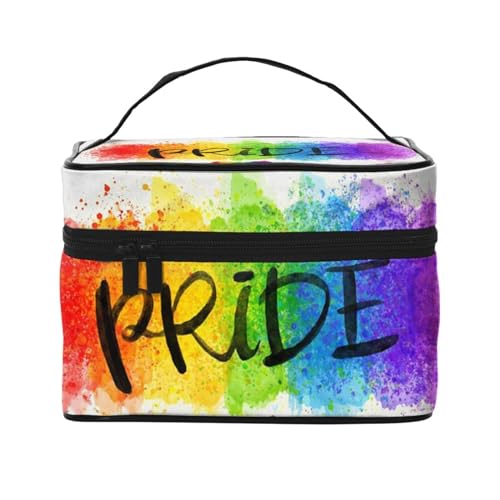 Make-up-Tasche, große Kosmetiktasche, tragbare Reisetasche, Leder, wasserdicht, für Damen und Mädchen,Regenbogen-Gay-Pride LGBTQ von VhoMes