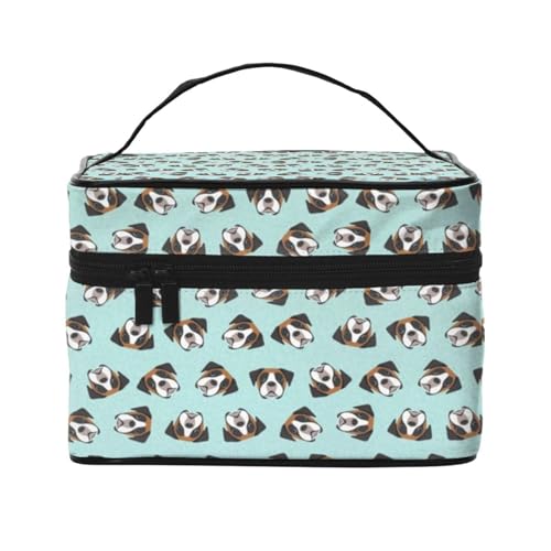 Make-up-Tasche, große Kosmetiktasche, tragbare Reisetasche, Leder, wasserdicht, für Damen und Mädchen,Rehkitz Boxerhund Boxerhund Hund von VhoMes