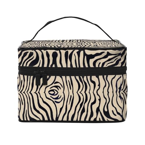 Make-up-Tasche, große Kosmetiktasche, tragbare Reisetasche, Leder, wasserdicht, für Damen und Mädchen,Zebrastreifen von VhoMes