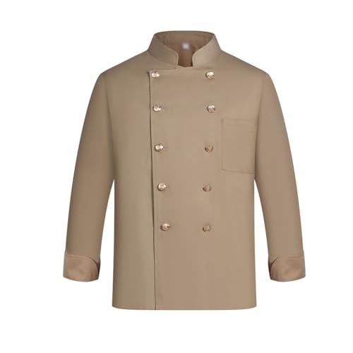 VhoMes Kochjacke mit Kühlen Netzeinsätzen Männer Frauen Kochmantel Hotel Restaurant Arbeit Uniform (Color : Beige, Size : L) von VhoMes