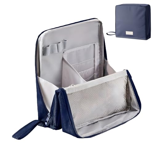 Stehende Make-up-Tasche, Tragbare Mehrzweck-Kosmetiktasche Mit Großem Fassungsvermögen Und Platz Für Pinsel Und Spiegel, Reise-Make-up-Organizer, Make-up-Etui (Navy Blue) von ViCUULY