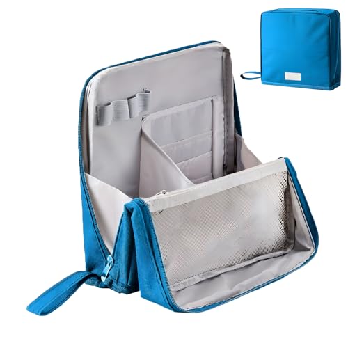 Stehende Make-up-Tasche, Tragbare Mehrzweck-Kosmetiktasche Mit Großem Fassungsvermögen Und Platz Für Pinsel Und Spiegel, Reise-Make-up-Organizer, Make-up-Etui (Peacock Blue) von ViCUULY