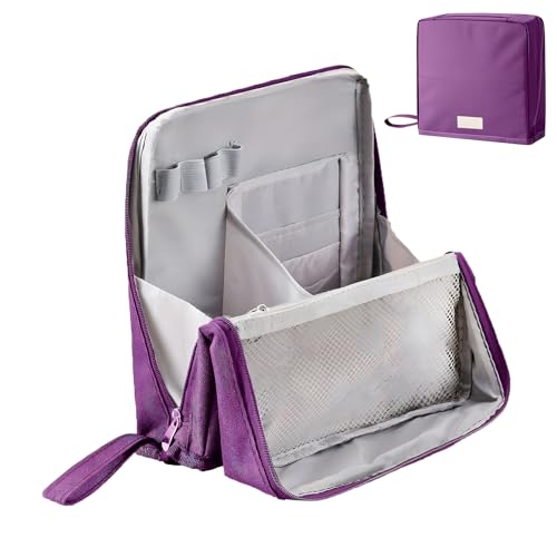 Stehende Make-up-Tasche, Tragbare Mehrzweck-Kosmetiktasche Mit Großem Fassungsvermögen Und Platz Für Pinsel Und Spiegel, Reise-Make-up-Organizer, Make-up-Etui (Purple) von ViCUULY