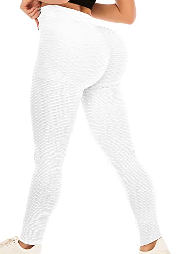 ViCherub Leggings mit hoher Taille für Frauen, zum Anheben, TIK Tok Yogahose, Workout, Anti-Cellulite, Bauchkontrolle, Strumpfhose, Weiß, 3X-Groß von ViCherub