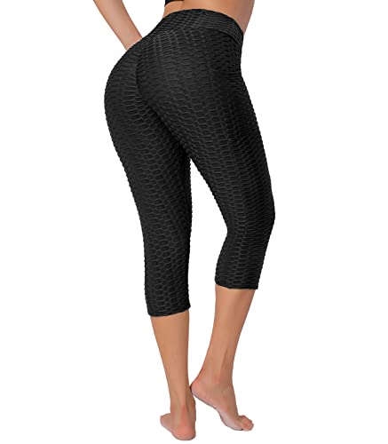 ViCherub TIK Tok Trainings-Leggings für Damen, hohe Taille, Yogahose, Bauchkontrolle, Scrunch, Po, Fitnessstudio, Booty Strumpfhose, Capris Black, 4X-Groß von ViCherub