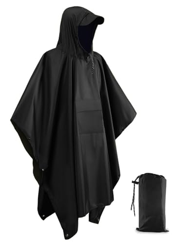ViKKent Regenponcho Wasserdichter Regencape mit Kapuze Taschen, Regencape 3-in-1-Multifunktional Regenschutz Regen Poncho für Wandern und Camping ViKKent Regenponcho Wasserdichter Regencape mit Kapuze Taschen, Regencape 3-in-1-Multifunktional Regenschutz Regen Poncho für Wandern und Camping von ViKKent