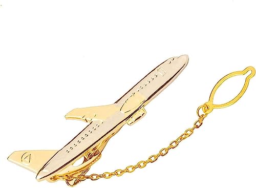ViLLeX Krawattenklammern für Herren, Herren-Krawattenklammer for vergoldete Flugzeugform, Flugzeug-Krawattennadel, Hochzeitsgeschenk (Farbe: Einheitsgröße) von ViLLeX