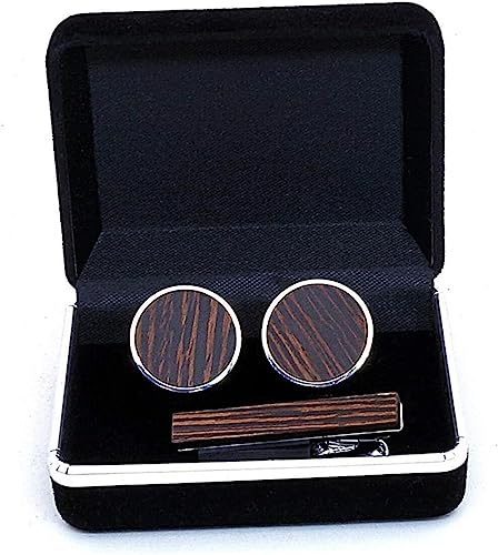 Krawattenklammern für Herren, Manschettenknöpfe aus Holz, Edelstahl, handgravierte Manschettenknöpfe, Anzugzubehör, Schmuckset von ViLLeX