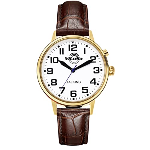 ViLoSa German Talking Wrist Watch with Leather Strap for Blind Announcement of Time, Date and Day of The Week, for Seniors ViLoSa German Talking Wrist Watch with Leather Strap for Blind Announcement of Time, Date and Day of The Week, for Seniors von ViLoSa