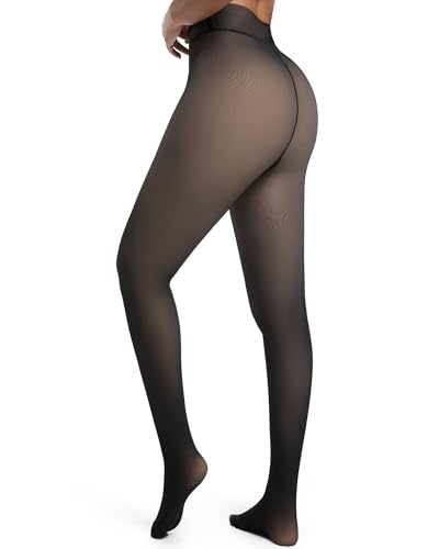 ViShawtek Thermo Strumpfhose Damen Winter, Schwarz Gefütterte Strumpfhosen, Warm Fleece Leggings, Dicke Termostrumpfhosen von ViShawtek