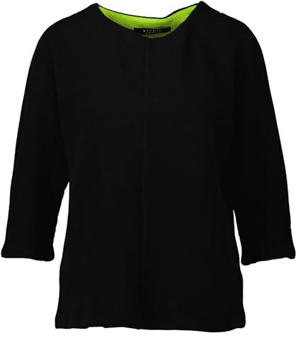 Via Appia Due Damen Waffle Sweatshirt schwarz, Gr. 48, Rundhalsausschnitt, Langarm von Via Appia Due