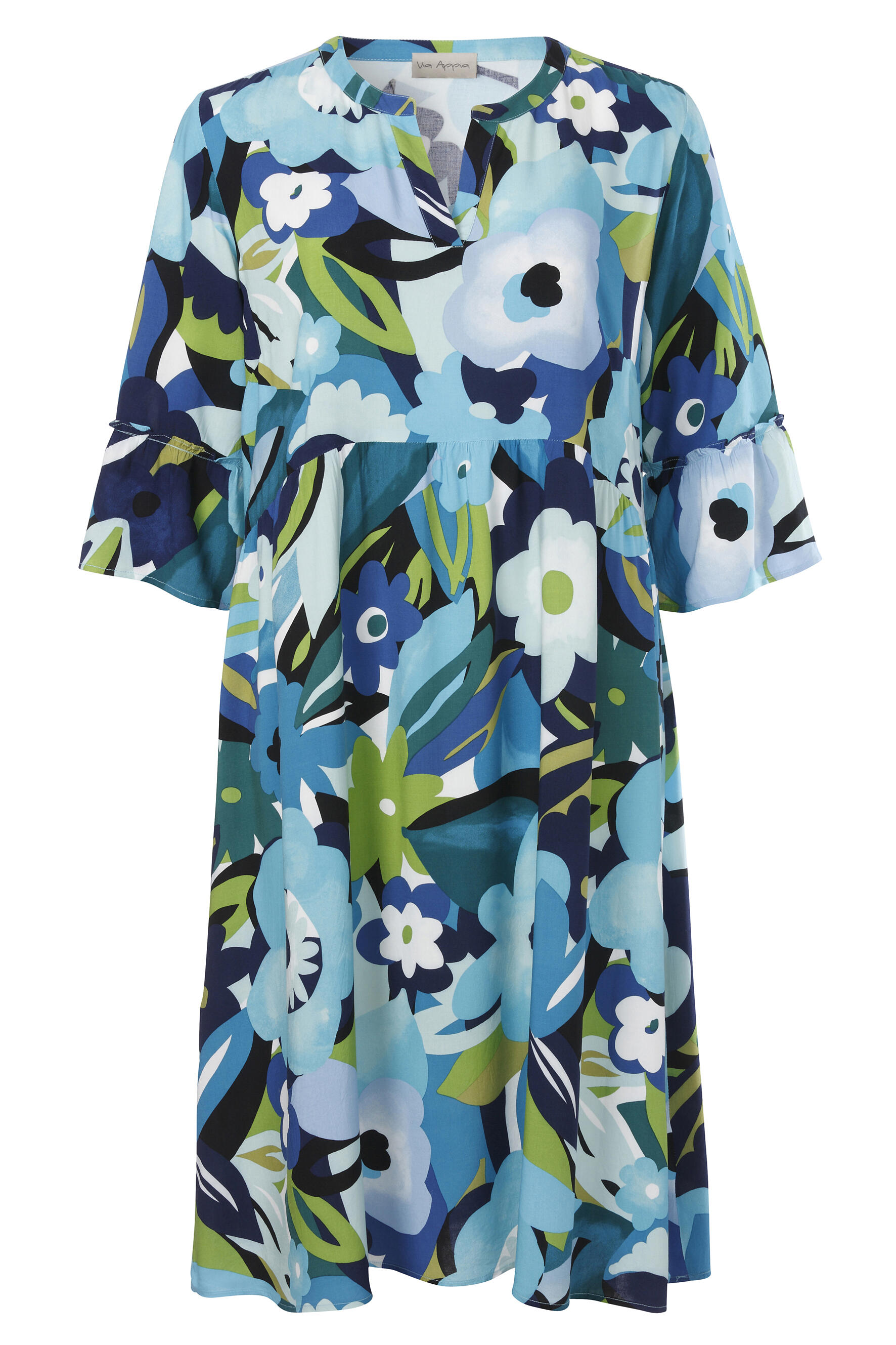 Via Appia - Kleid Rundhals 3/4 Arm Druck türkis multicolor - Gr. - 42 von Via Appia