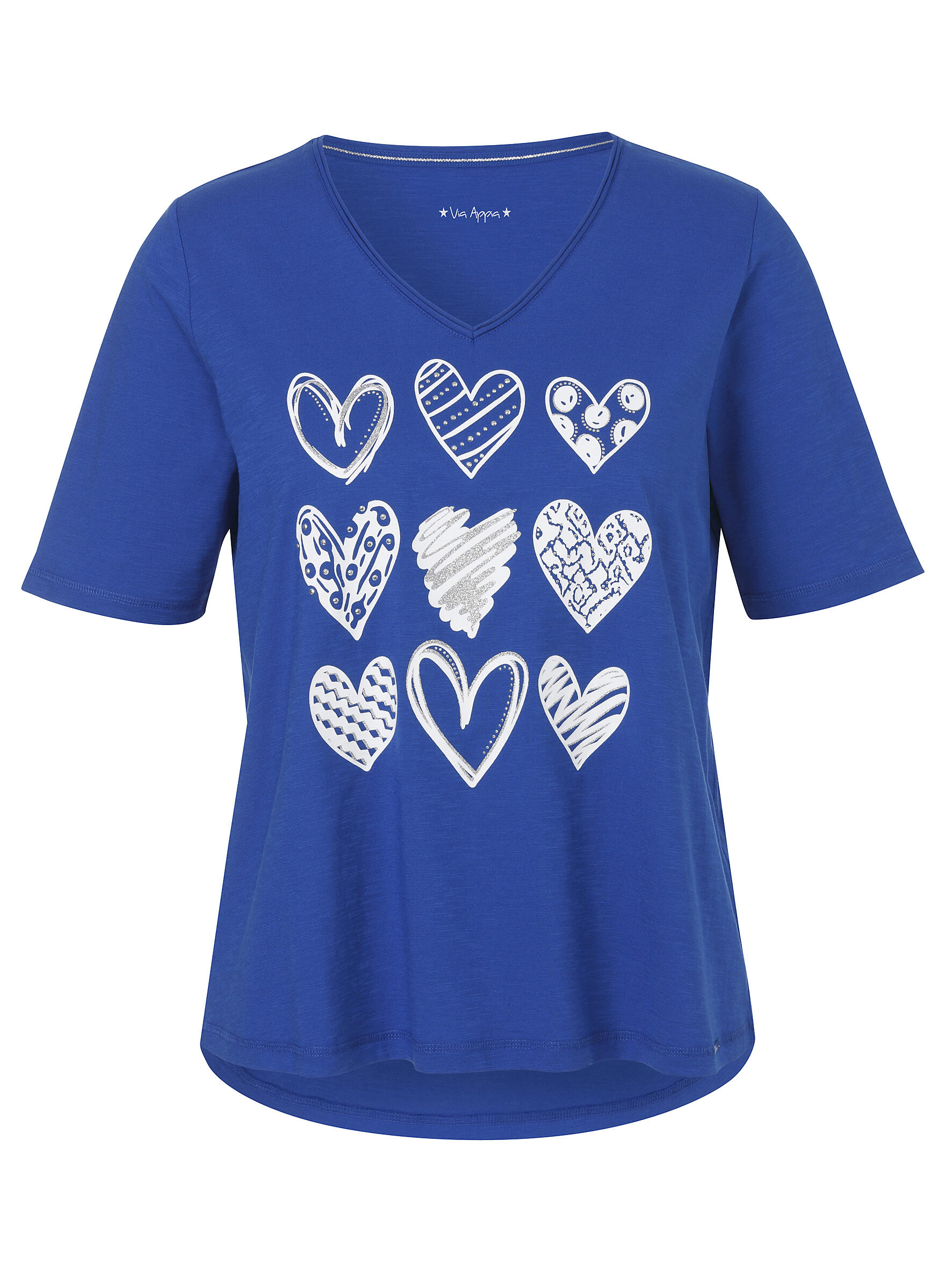 Via Appia - T-Shirt V-Ausschnitt 1/2 Arm Motiv kobalt multicolor - Gr. - 44 von Via Appia