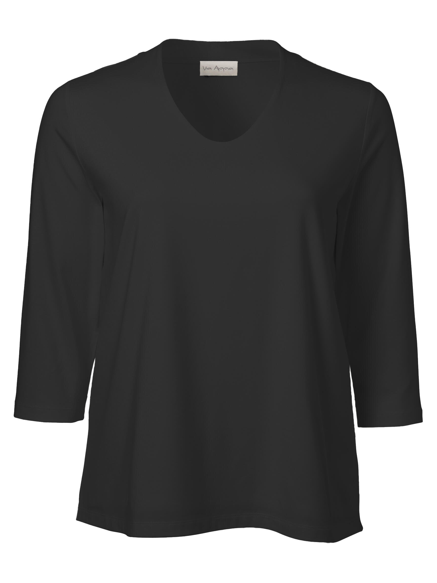 Via Appia - T-Shirt V-Ausschnitt 3/4 Arm schwarz - Gr. - 40 von Via Appia