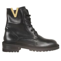 Schicke Schwarze Lederstiefeletten Von Via Roma 15 von Via Roma 15