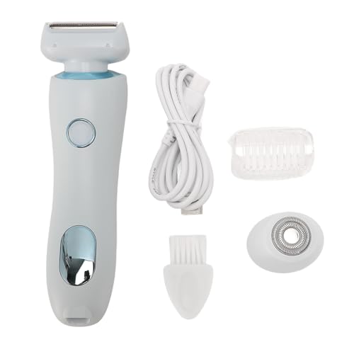 ViaGasaFamido Elektrischer Privater Haarentferner Wasserdicht 2 in 1 Trim Rasur Bikini Trimmer Schnur Lose Körperhaar-Trimmer Austauschbare Köpfe für Frauen (hellblau) von ViaGasaFamido