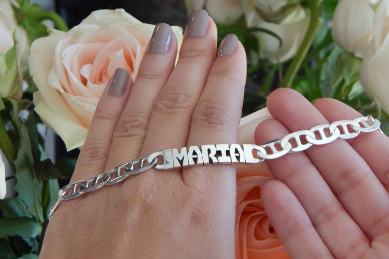 Handgeschnitztes Sterling Silber Namensarmband Personalisierter Id Schmuck Handgeschnitztes Sterling Silber Namensarmband Personalisierter Id Schmuck von ViaValentina