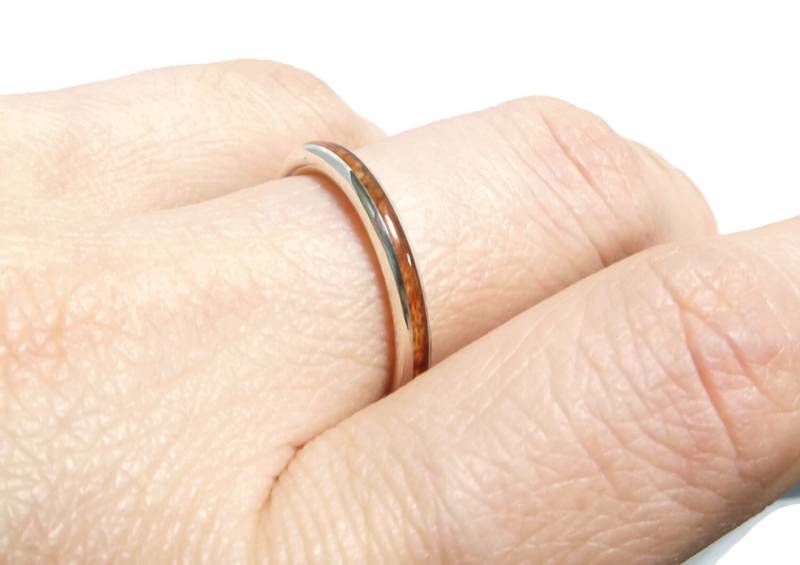 Feiner Ring Aus Sterlingsilber Und Heideholz/Stapelring Stapelbarer von ViademonteJewelry