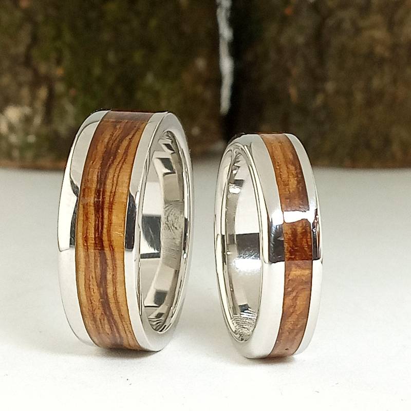 Paar Der Ehe Allianzen in Silber Und Olivenholz Ich Original Eheringe von ViademonteJewelry