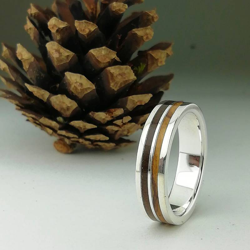 Silberner Oliven- Und Walnussring - Ring Für Männer Oder Frauen Original Ehering-Idee von ViademonteJewelry