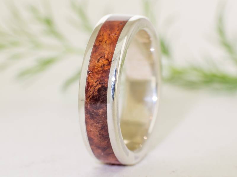 Silberring Und Amboynaholz. Ehering, Verlobungsring von ViademonteJewelry